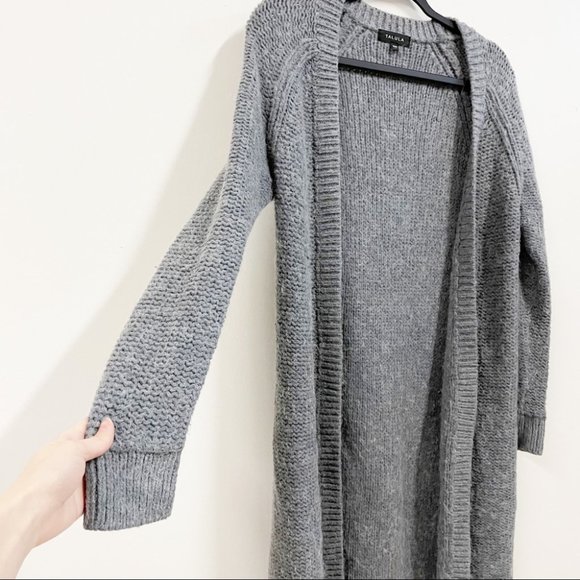 Aritzia Talula Open Front Cardigan Long Length Wool Blend Grey - Picture 3 of 8